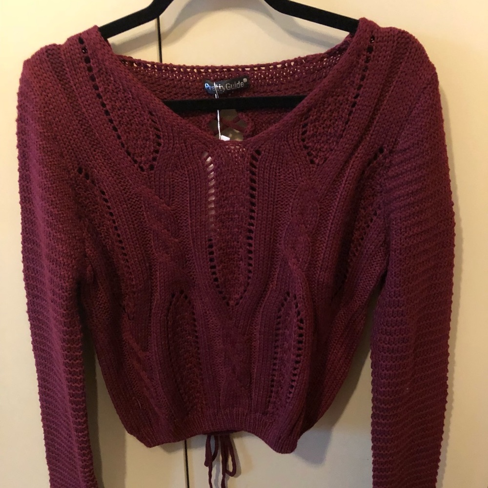 Burgundy Knit Crop Sweater